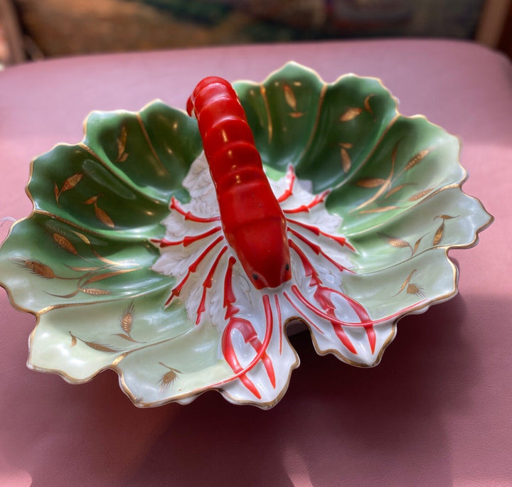 Vintage German Porcelain Lobster Divided/Double Sided Serving Dish Hand-Painted