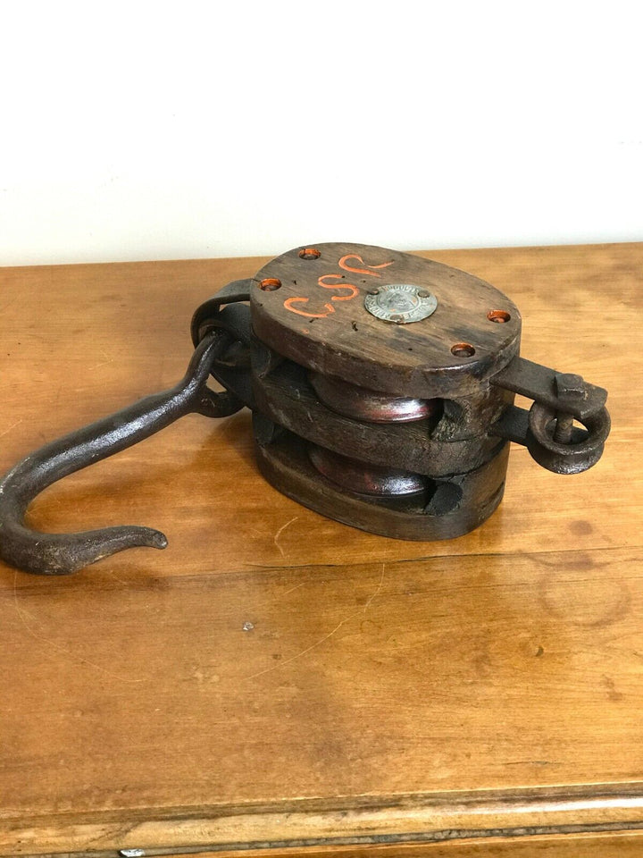 ANTIQUE BLOCK & TACKLE DOUBLE PULLEY MADESCO PRODUCT EASTON, PA