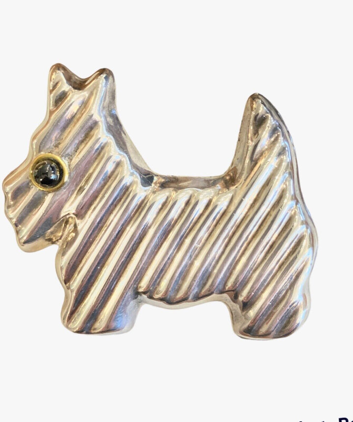 Vintage Sterling Silver Scottie Dog Pin 1.5" Signed Hechoen Mexico TV-41