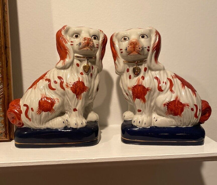 Antique pair of staffordshire dogs. 19 th century 7"x6"x5" no noted damage